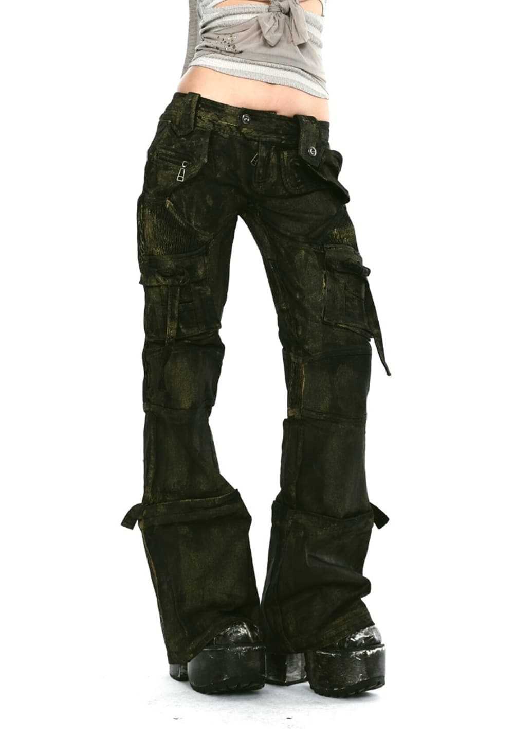 OPEN AESTHETIC丨Layered Gold Jeans - PSYLOS 1, OPEN AESTHETIC丨Layered Gold Jeans, Pants, OPEN AESTHETIC, PSYLOS 1